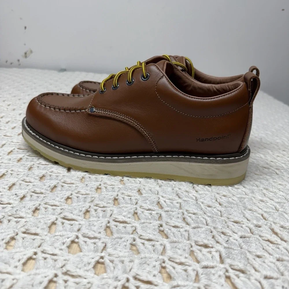 Handpoint Soft Toe Leather Oxford Work Shoes Men's 13 EE Brown Oil Resistant